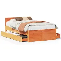 vidaXL Bedframe zonder matras met hoofdbord hout wasbruin 135x190 cm