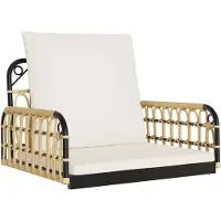 vidaXL Schommelstoel met kussens 63x58x39 cm poly rattan en staal