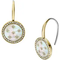 Fossil Oorbellen pastelblauw / goudgeel / rosa