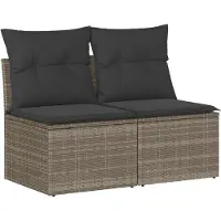 vidaXL 2-delige Loungeset met kussens poly rattan acacia grijs