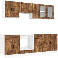 vidaXL 8-delige Keukenkastenset Porto bewerkt hout gerookt eiken