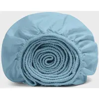 Yumeko Hoeslaken Gewassen Percal Katoen 140x200 Blauw - Eco, Bio & Fairtrade