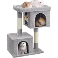 Mazazu - Kattenboom - Krappaal - 3 Niveaus - lichtgrijs - 88x57x101