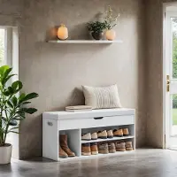 Songmics Schoenenbank – Met Opbergruimte – Gestoffeerd – Sfeervol Design