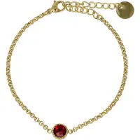 My Bendel - Vintage Goudkleurige Bedelarmband met Rood Steentje - met Luxe Cadeauverpakking | Sieraden Voor Dames