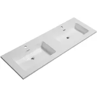 Badplaats Wastafel Angela 140 x 48 cm - Wit - Dubbele Wasbak voor Wastafelkast