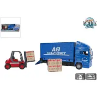 Kids Globe Man Vrachtwagen 17cm met vorkheftruck 10 cm