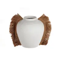 HBX natural living Vaas Flugilo Ø16,5xH20cm Bohostyle Wit wit Keramiek Vaas