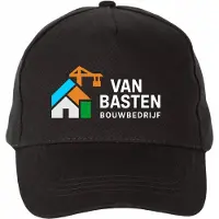 Kariban Mijncadeautje - 5 panel - Cap - Verstelbaar - Pet van 100% dik geborsteld katoen- unisex - opdruk wit - Eigen Logo of Tekst naar keuze - per 10 stuks - Zwart