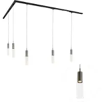 QAZQA Modern railsysteem met 5 gunmetal hanglampen 1-fase - Iconic Lloyd