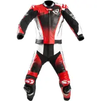 MUGENRACE Sidegun Zwart Wit Rood Geperforeerd 2-Delig Motorpak Maat 60