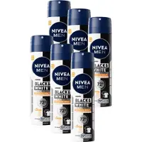 Nivea MEN Black & White Ultimate Impact Anti-Transpirant Deo Spray - Anti-Vlekken Deo 72u bescherming- Voordeelverpakking - 6 x 150ml