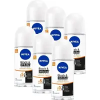 Nivea Black & White Ultimate Impact Anti-Transpirant Deo Roller - Anti-Vlekken Deo -72u bescherming - Voordeelverpakking - 6 x 50ml