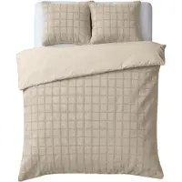 Sleeptime Faux fur dekbedovertrek onderkant microvezel Check - Beige - Lits-jumeaux (240x220 + 2st 60x70cm)