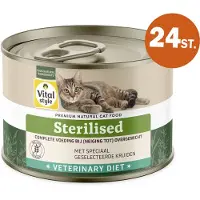 VITALstyle Sterilised - Natvoer - Tegen Overgewicht - Dieetvoer Voor Geleidelijk Gewichtsverlies En Behoud - Met o.a. Brandnetel & Chichoreiwortel - 24 x 200 g