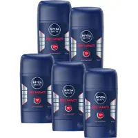 Nivea MEN Dry Impact Anti-Transpirant Deodorant Stick - 72 uur Bescherming - Quick Dry Deo Mannen - Alcoholvrij - Deostick - 5 x 50 ml - Voordeelverpakking