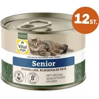 VITALstyle Senior - Natvoer - Extra Ondersteuning Voor De Oudere Kat - Met o.a. Brandnetel & Groenlipmossel - 12 x 200 g