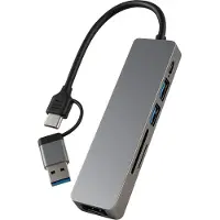 Nuvance Usb C Hub 3.0 - 6 Poorten - Usb Splitter - Usb C Dock - Micro SD Card Reader Usb C - Grijs