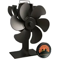 Nuvance - Kachelventilator voor Houtkachel - Inclusief Thermometer - Haardventilator - Kachel Ecofan - Warmte Ventilator - Zwart