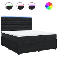 vidaXL Boxspringbed met matras, zwart, 180x200 cm, fluweel