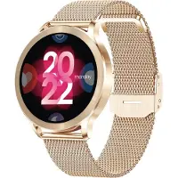 Xssive SW10 Smartwatch Dames - AMOLED - Hartslagmeter - Slimme Horloge - Rosé Goud met Milanese & Siliconen Bandje