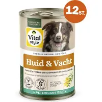 VITALstyle Huid & Vacht - Hond Natvoer - Ondersteunt Bij Huidproblemen En Extreem Verharen - Met o.a. Brandnetel & Sint Janskruid - 12 x 400 g