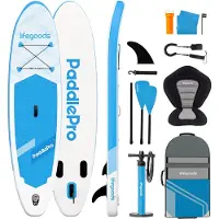 LifeGoods SUP Board Allround Compact - Met Zitje - 100 KG Draagkracht - 300 x 76 cm - Opblaasbaar - Compleet SUP pakket - Sky Blue