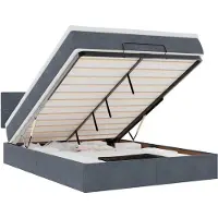 vidaXL Ottoman bed met matras en LED's 140x200cm fluweel donkergrijs