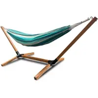 Rijoka Hangmat Met Houten Standaard - Draagkracht 150kg - 270x100x95cm - Hangmat Stripes