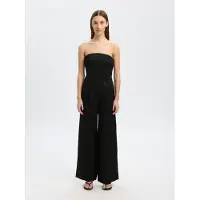 Selected Linnenmix Jumpsuit Dames Zwart 42