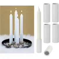 Novaliv 4x magnetische kaarsenhouders 2,8x7,5cm witte kaarsenstok kersttafeldecoratie adventskrans kaarsenhouder woonkamerdecoratie kaarsenhouder stokkaarsen magneettafelkaarsen