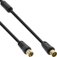 InLine IEC (m) - IEC (v) coaxkabel | >85 dB + ferriet | koper | verguld | recht | zwart | 3 meter