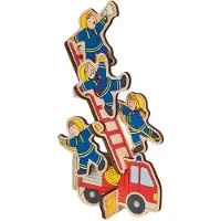 Goki Puzzel: DE BRANDWEER 30x21x0,8cm, 9-delig, hout, puzzelstukjes blijven rechtop staan, 2+