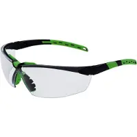 Pro-Fit Sprinter veiligheidsbril, EN 166, EN 170, zwart/groene veren, heldere lens, anticondens, ergonomisch