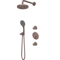 Hotbath Buddy IBS12 inbouw regendouche 20cm met glijstang en 30cm plafondbuis geborsteld koper PVD