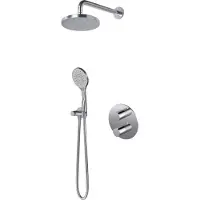 Hotbath Buddy IBS12A inbouw regendoucheset met 3-standen handdouche aan glijstang en 20cm hoofddouche aan 15cm plafondarm chroom