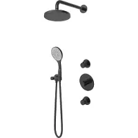 Hotbath Buddy IBS12 Inbouw Doucheset - 3-standen Handdouche - 30cm Hoofddouche - 30cm Plafondbuis - Wandhouder - Geborsteld Zwart PVD - Messing - Kranen, Douchekranen, Douchesets, Inbouw douchesets