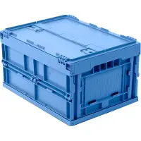 0 0 EURO-Maß vouwbox 4322 DL, met deksel, voor opslag en terugneembaar transport, inhoud 19 L, blauw