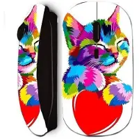 MANIACASE Draadloze muis - - Zwart - Kat op hart patroon - USB - Draadloze connectiviteit