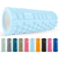 Tunturi Yoga Grid Foam Roller - Massage Roller - Foamroller - Fitness Roller - Licht Blauw- 33cm - Incl. gratis fitness app