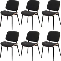 Mendler Set van 6 eetkamerstoelen -O44, keukenstoel, gebogen hout, stof (370 g/m²) MVG ~ naturel, donkergrijs