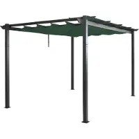 Mendler Aluminium pergola -N93, tuinpaviljoen tuin, stabiele 8cm frame schuifdak UV50 + 3x4m ~ groen