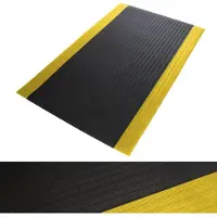 Floordirekt Anti-Vermoeidheidsmat - Softer-Work-Mat - Werkplaatsmat - Zwart-Geel - 120 x 150 cm