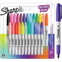 Sharpie Glam Pop Permanent Markers | Fijne Punt voor Gedurfde Details | Verschillende kleuren | 24 Markers