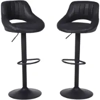 Alora Barkruk Industrial Zwart - Barkrukken set van 2 - Barstoel Kruk - Barstoelen met rugleuning - Keukenstoel