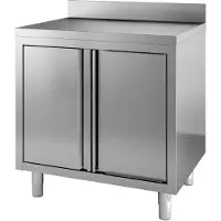 CombiSteel Werktafel - Draaideuren Rand 80cm breed - RVS - - 7452.3070 - Horeca & Professioneel