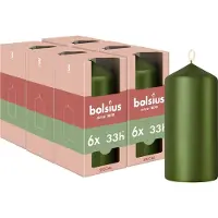 Bolsius - Gladde Stompkaars - 6 stuks - Metallic Groen - 12 cm - 33 Branduren