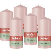 Bolsius - Gladde Stompkaarsen - 6 Stuks - Roze - 13 cm - 43 Branduren