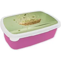 MuchoWow Broodtrommel Roze - Lunchbox Pistache - Taart - Noten - Eten - Brooddoos 18x12x6 cm - Brood lunch box - Broodtrommels voor kinderen en volwassenen