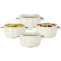 Home Deco Factory Soepkommen Florence - creme wit - 12x stuks - 14 x 7 cm - keramiek - soepkommetjes
